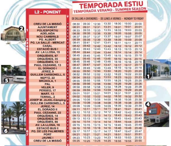 Horario del bus urbano de Cambrils para este verano. 2013