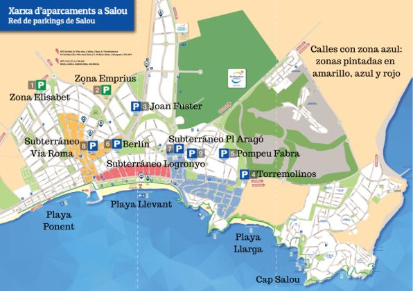 Map of where to park in Salou for free