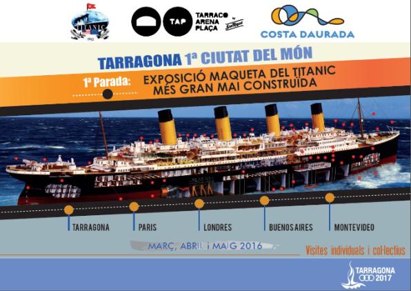 The giant model of the Titanic is presented in Tarragona