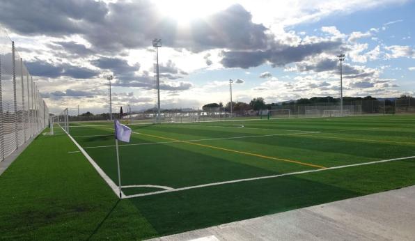 Image of one of the new fields of artificial turf.