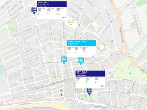 Mapa puntos recarga coches eléctricos en Salou